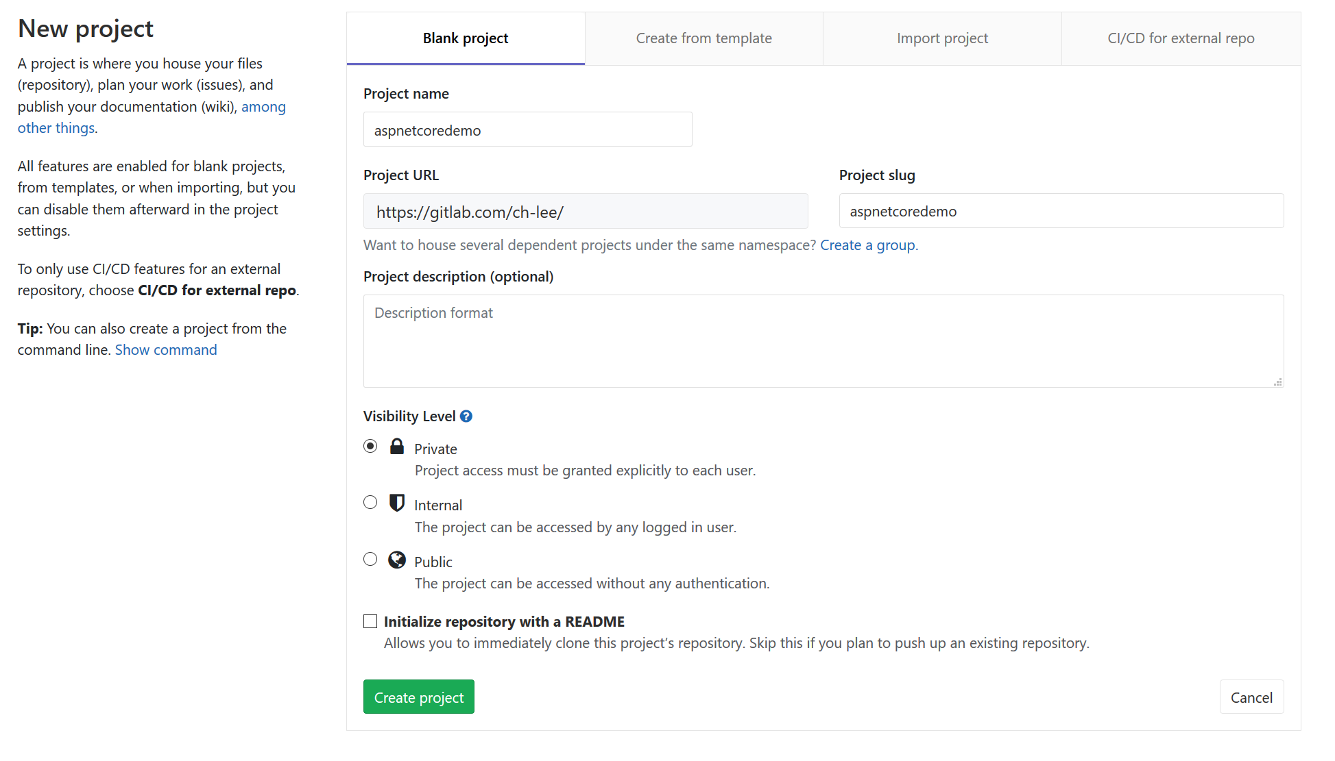 gitlab-new-project